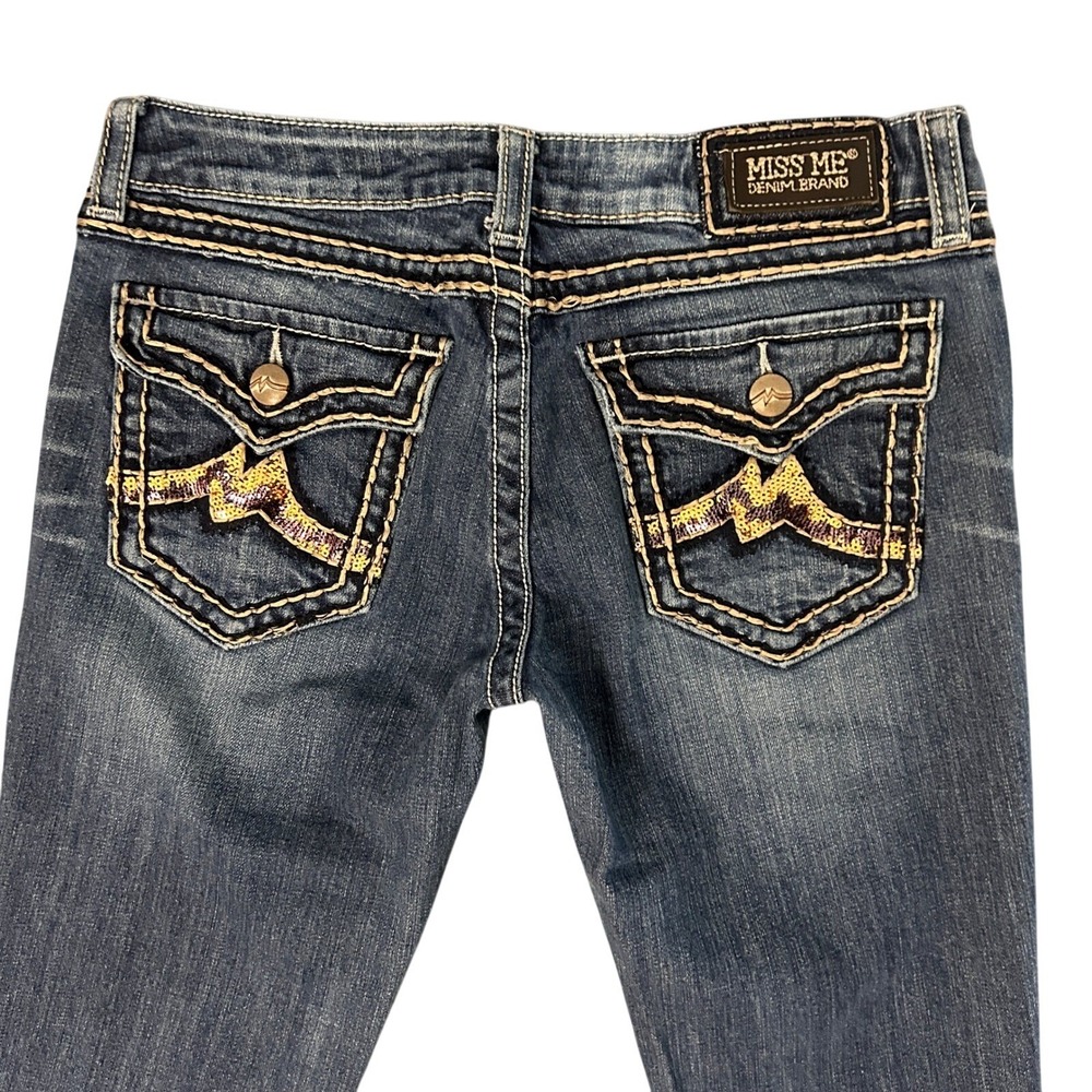 Miss Me Jeans Womens 31 Bootcut Dark Wash Embellished Thick Stitch 32x33